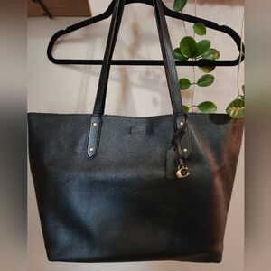 Coach Black Genuine Leather Tote Bag